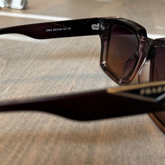 Rectangle sunglasses brown clear ombre oversize designer - Picture 6 of 7